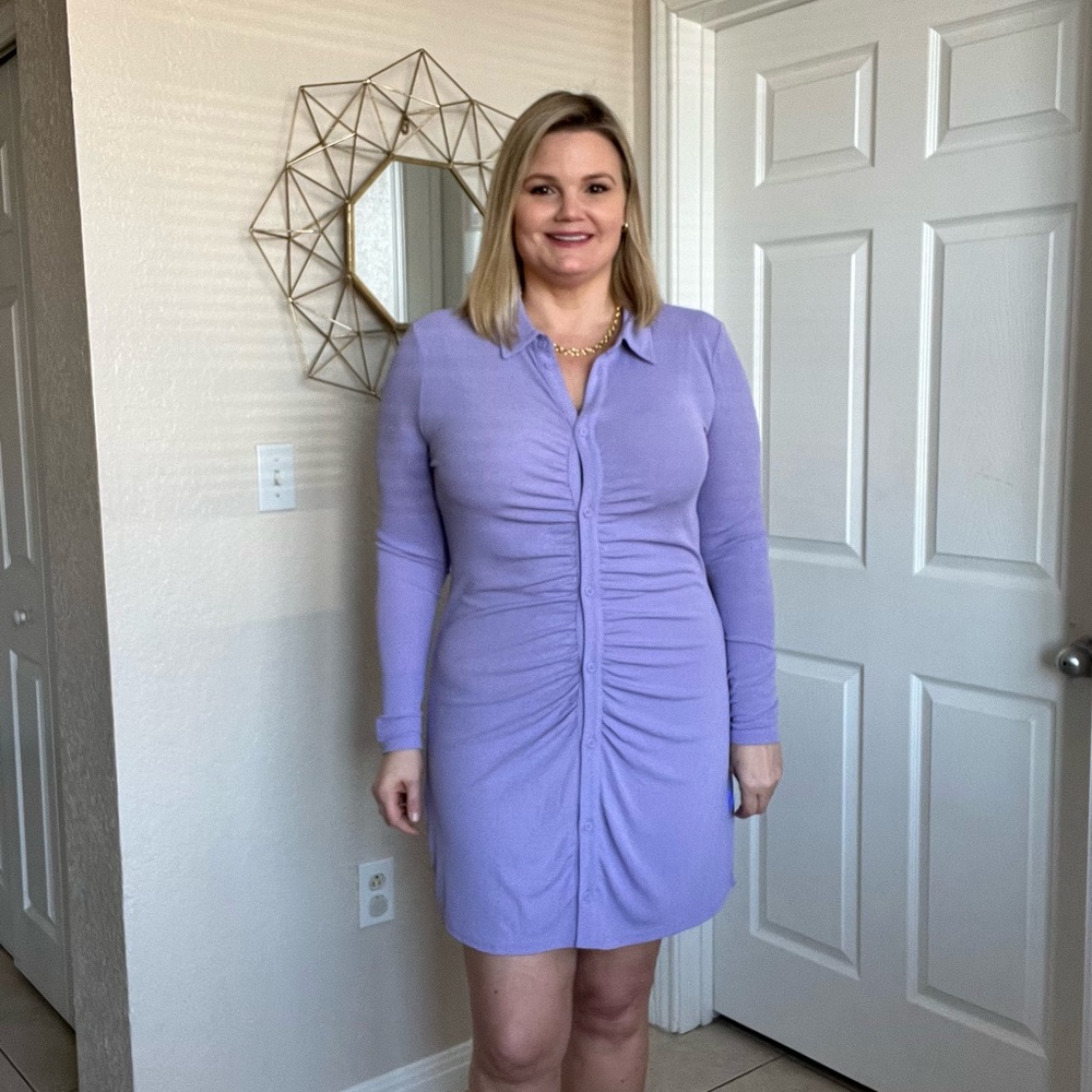 New H&M Lavender Button Dress